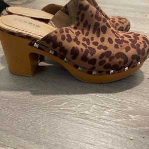 Torrid leopard mules/clogs